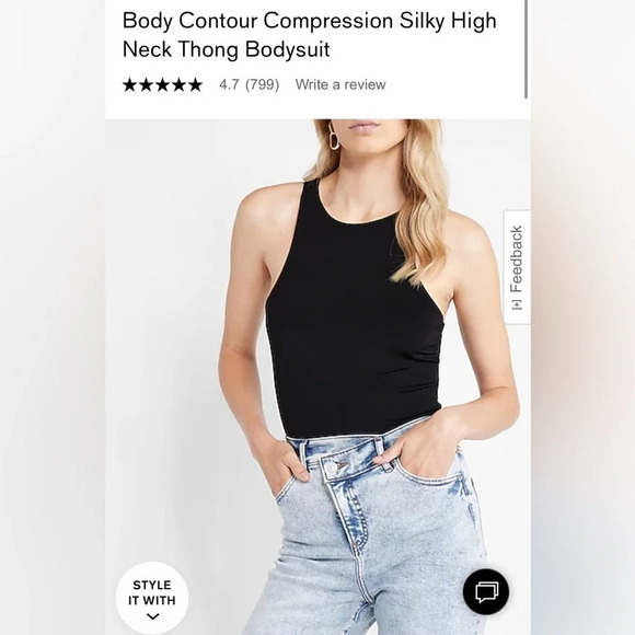 NWT Express Body Contour Silky High Neck Thong Bodysuit - Picture 1 of 9